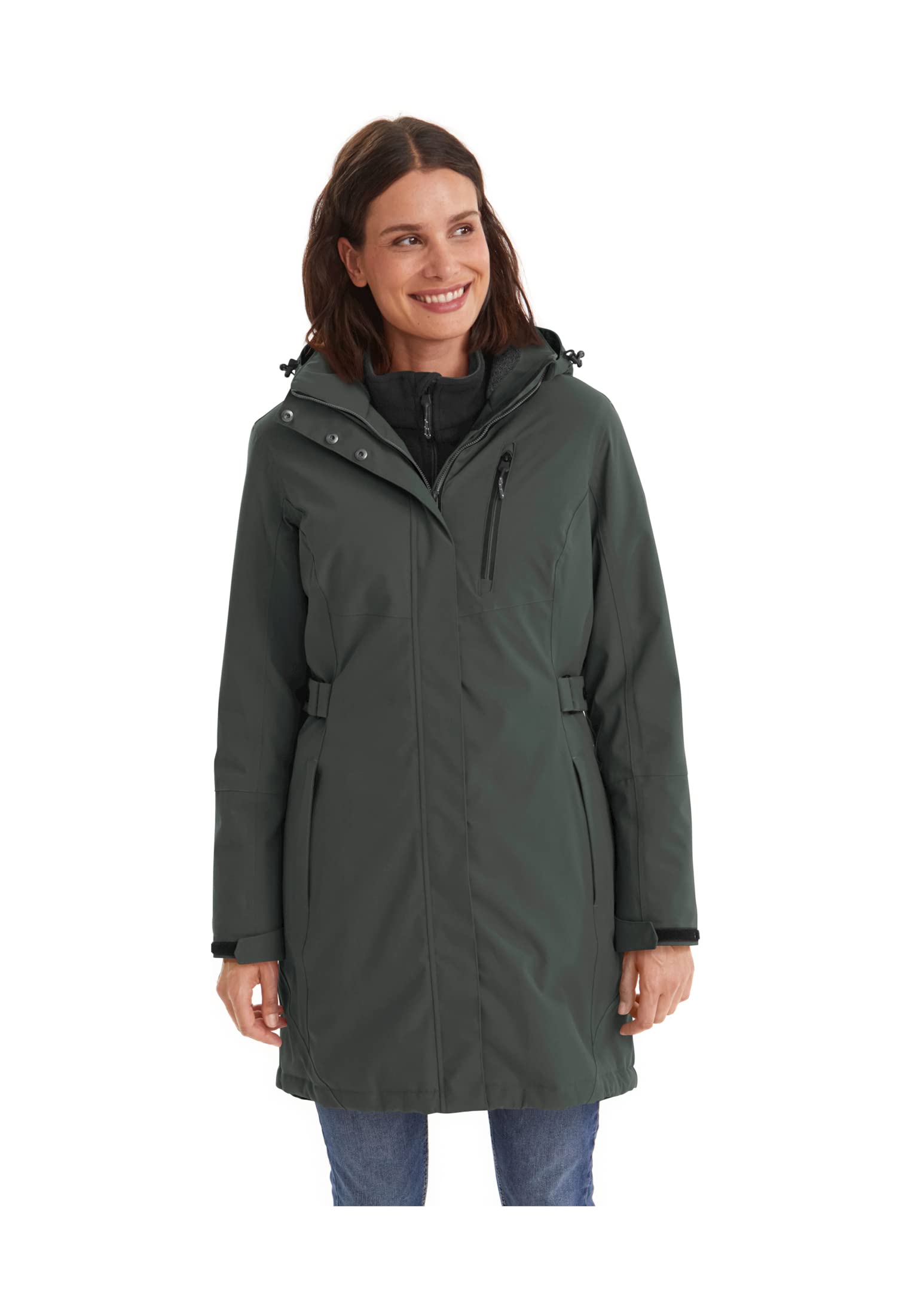 Killtec Damen Parka Funktionsparka mit abzippbarer Kapuze KOW 165 WMN PRK wasserdicht, Winddicht, atmungsaktiv 00787-dunkel blaugrün 50