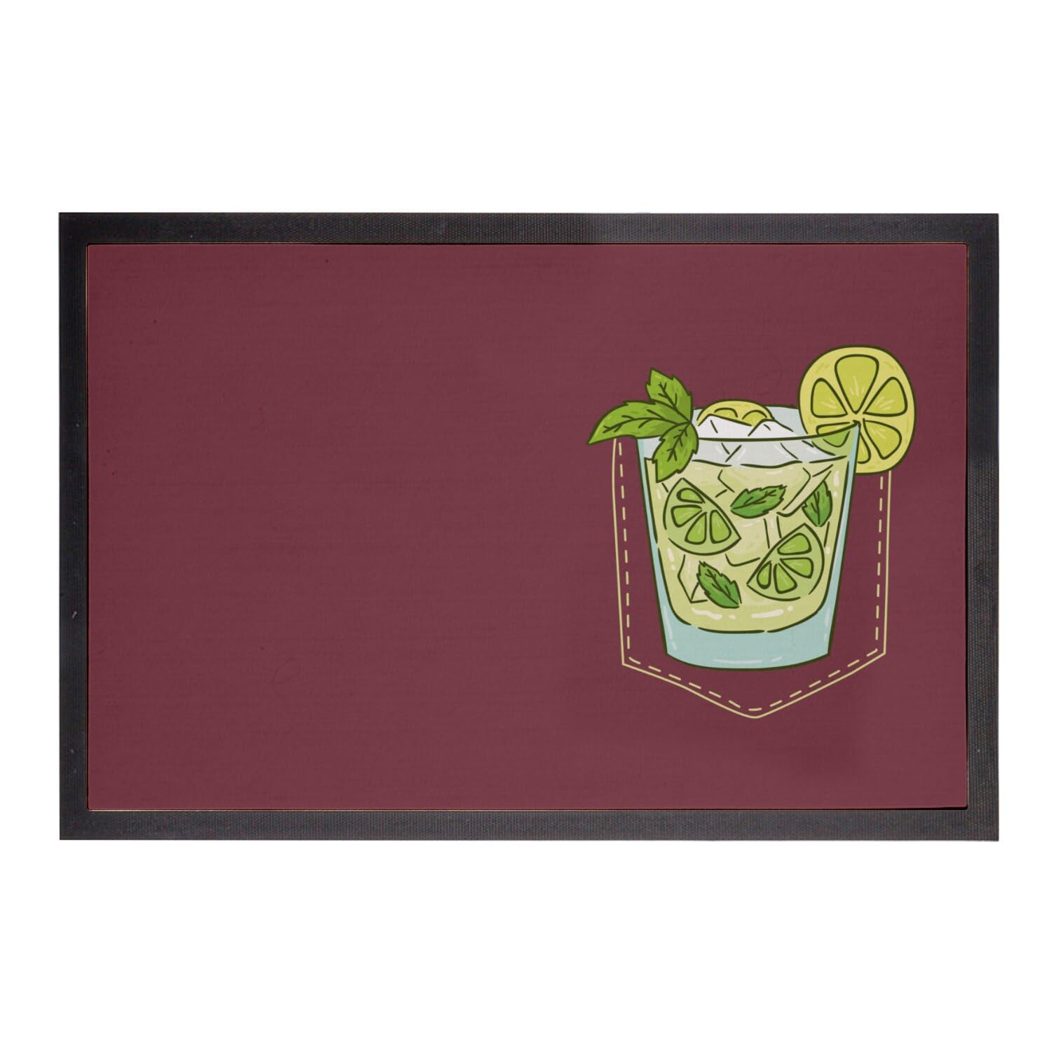 Paillasson rouge mojito 75x50cm tapis d'entrée apéro pour terrasse et cuisine