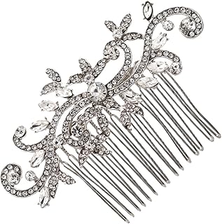 Abaodam 1Pc Pente Grampos De Cabelo De Casamento Grampos De Cabelo Laterais De Flores Cocar De Cristal Pente De Cabelo De Casamento Pente De Diamante Pente De Noiva Pente De Cabelo De