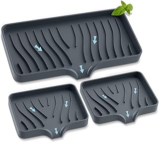 Kitchen Sink Tray,Self Draining Kitchen Soap Tray Soap Holder Silicone Sponge Holder for Kitchen Sink,Kitchen Bathroom Sink Caddy Sink Organizer for Sponge,Soap Dispenser,Dish Scrubber,Palm Brush