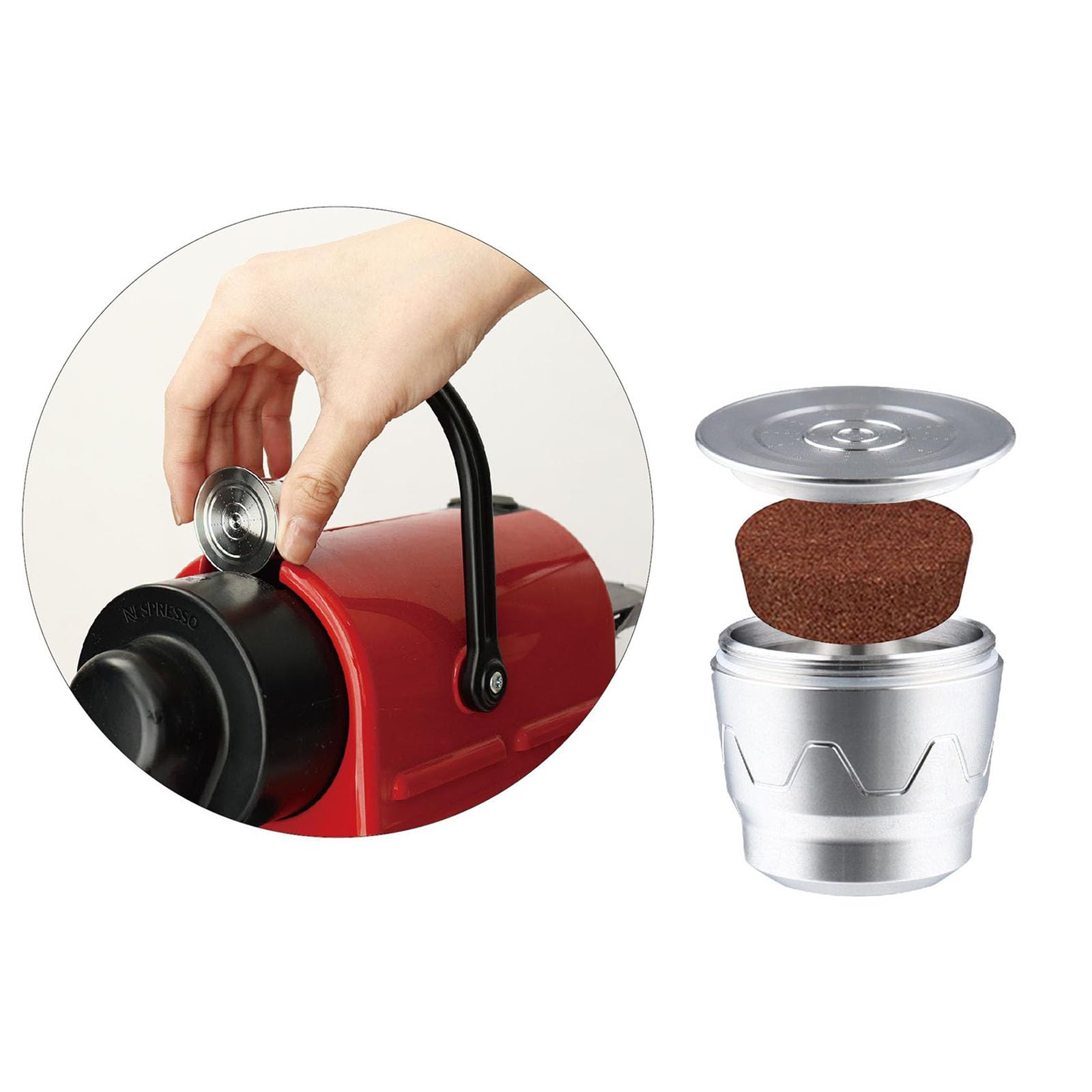 PANGBOER Relleno de café recargable apto para instantáneos de acero inoxidable, cápsulas de regalo de cumpleaños, cápsulas de filtro de taza de concha, cápsulas ecológicas, filtro de cápsulas de acero