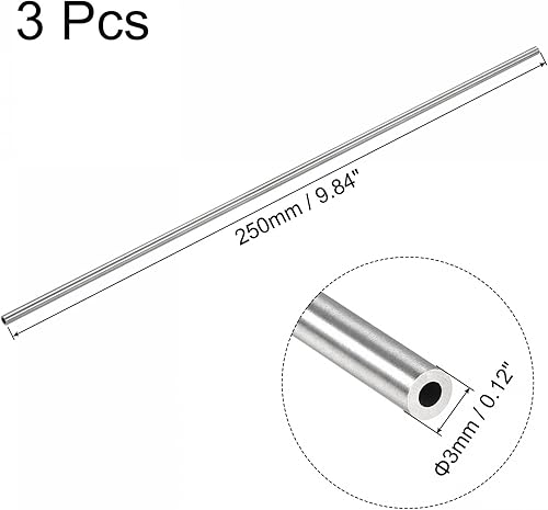 Miniatura 2 de uxcell Tubo de acero inoxidable 316, tubo de 0.118 in OD 0.039 in de espesor de pared de 9.843 in de longitud de 3 piezas