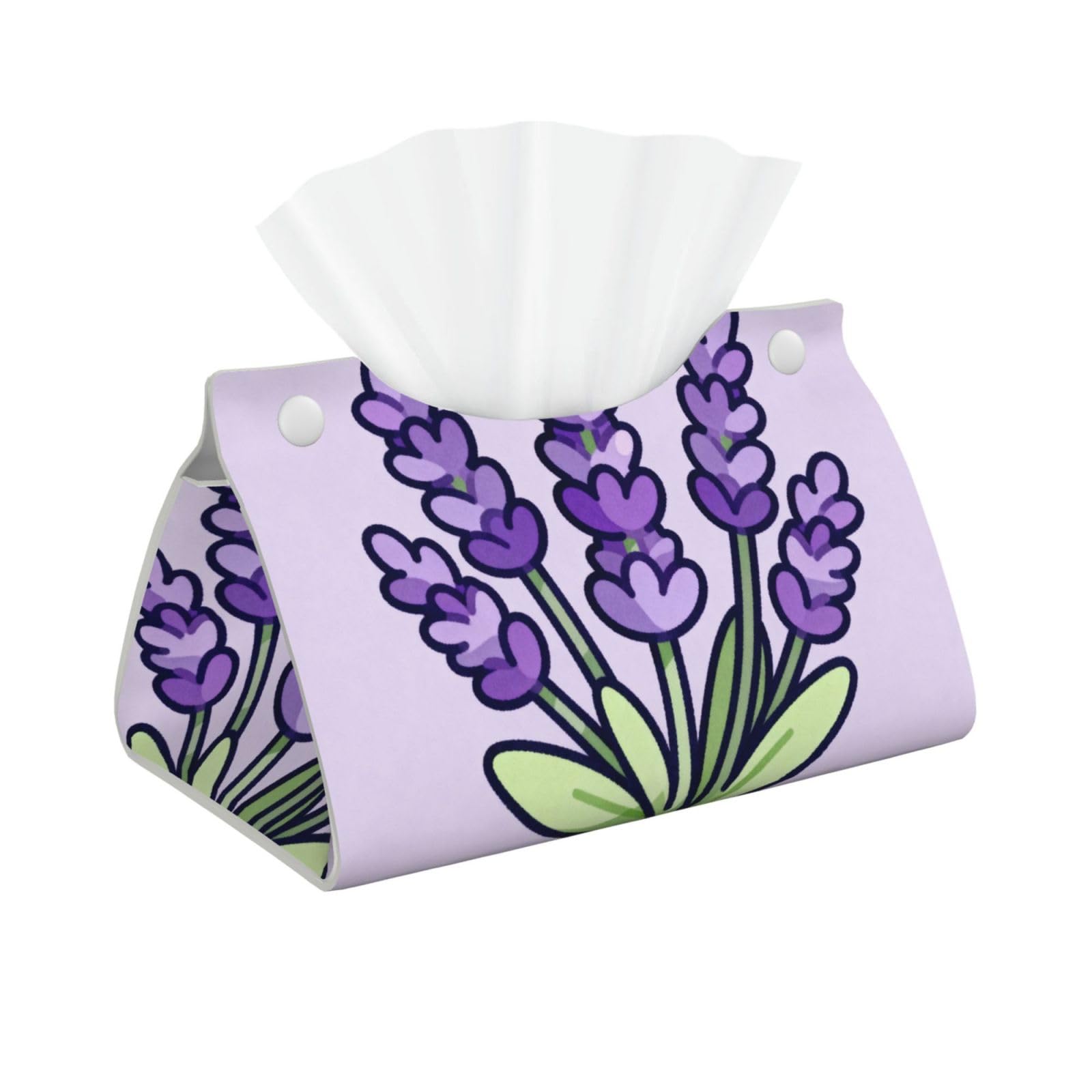 Purple lavender Long Leather Tissue Box Cover-Waterproof PU Leather Tissue Holder for Bathroom, Decorative Rectangular Tissue Case