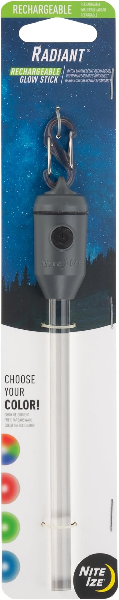 Nite Ize Radiant Rechargeable LED Glow Stick - Reusable & Rechargeable Glow Stick - Waterproof Color Changing Light Stick - Disc-O Select