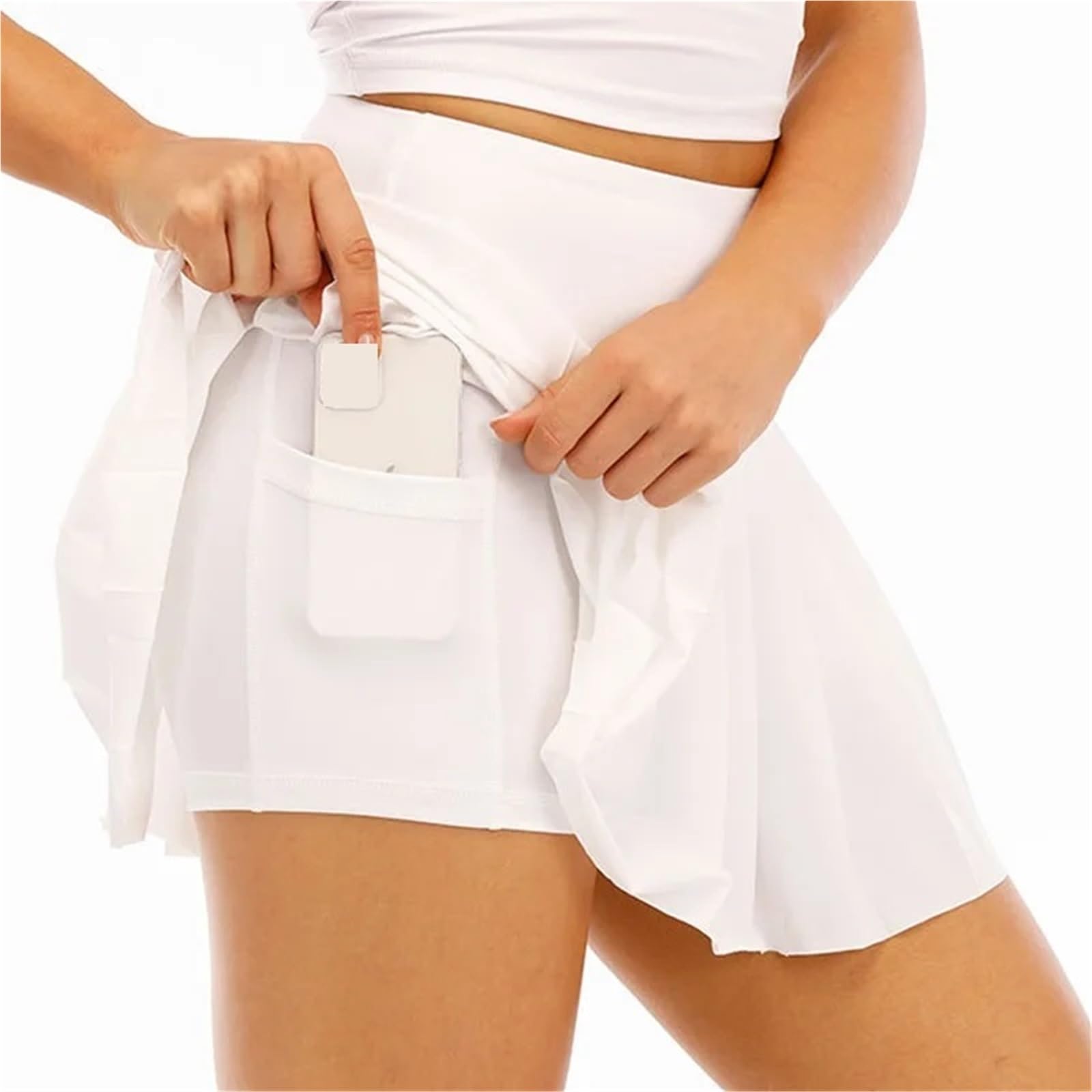Falda de Tenis Plisada Cintura Alta Spandex Nailon