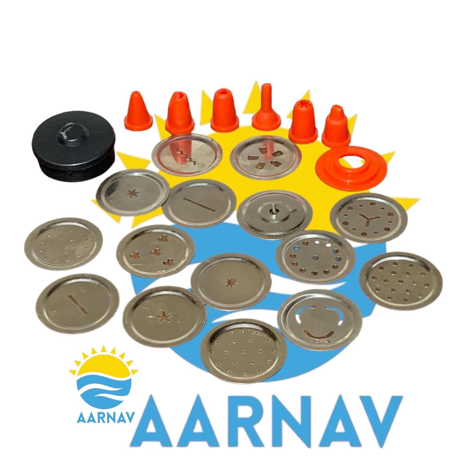 AARNAV Pressa da cucina in acciaio inox multifunzione con 15 dischi, 6 coni per torte, biscotti, set per glassa