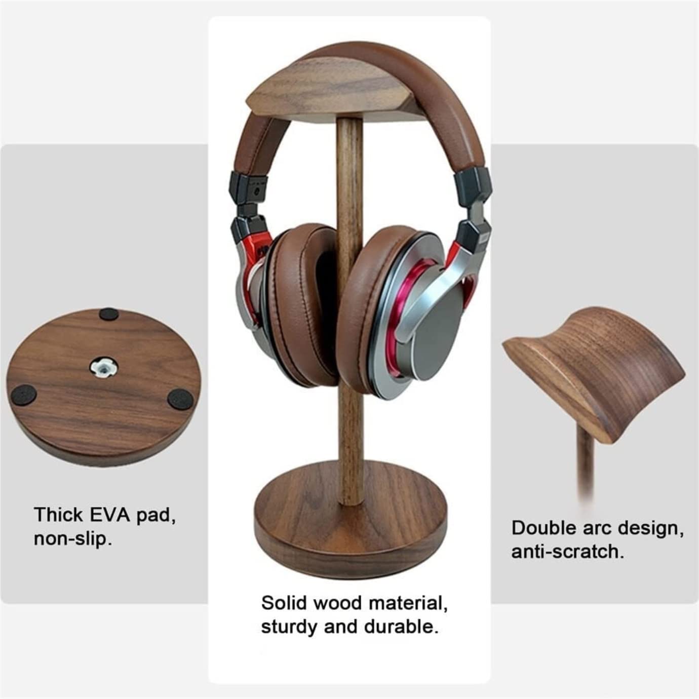 Supporto Per Cuffie Porta Cuffie Supporto Per Cuffie Creativo Per In Legno Naturale Per Scrivania Da Tavolo Con Base Solida Organizzare(B)