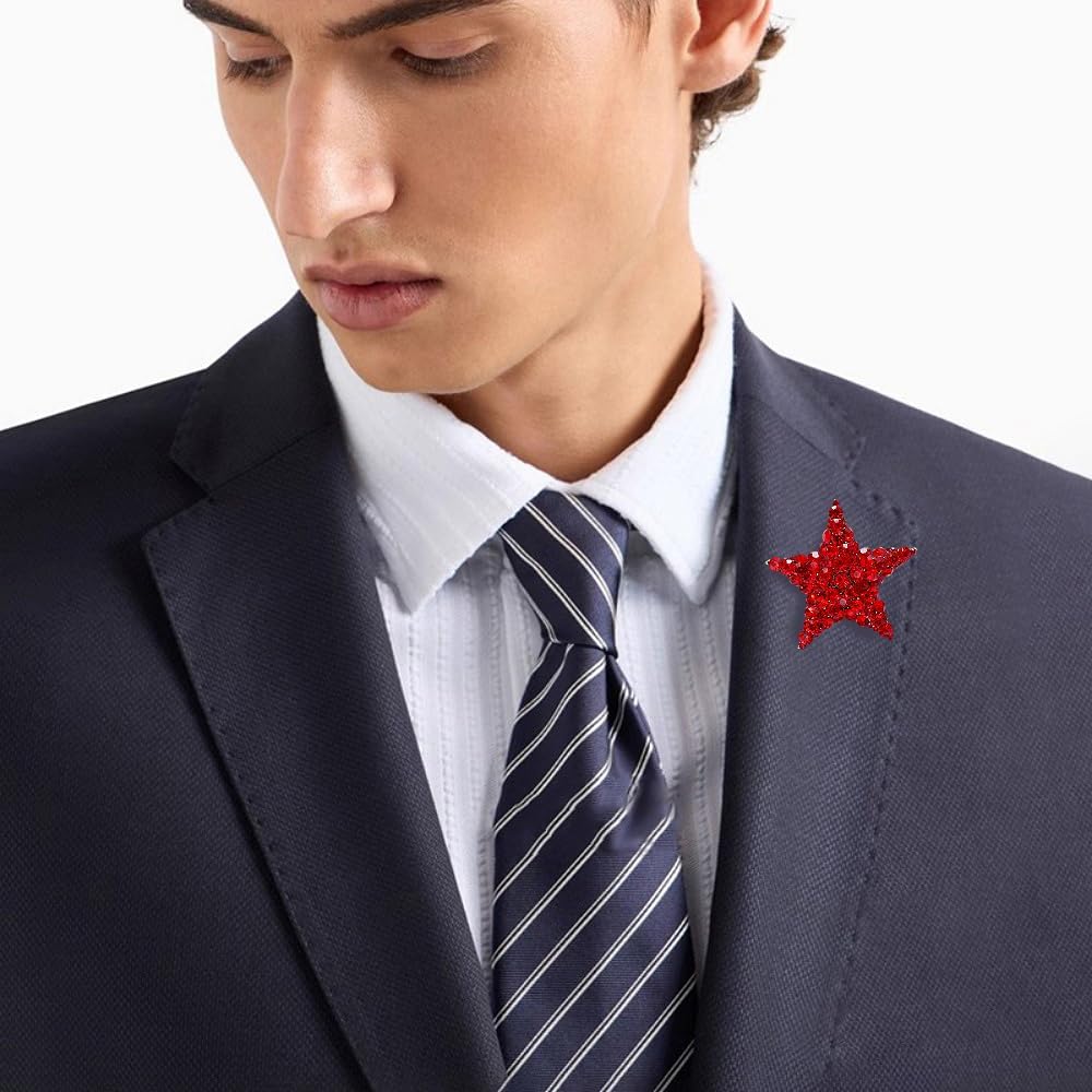 Rhinestone Star Brooch Pin for Women Men Fashion Colorful Crystal Delicate Brooches Lapel Pins Pendant Charm Elegant Dress Accessories Jewelry Boutonniere Corsage for Hat Bag Suit Tie Holiday Festival image 3