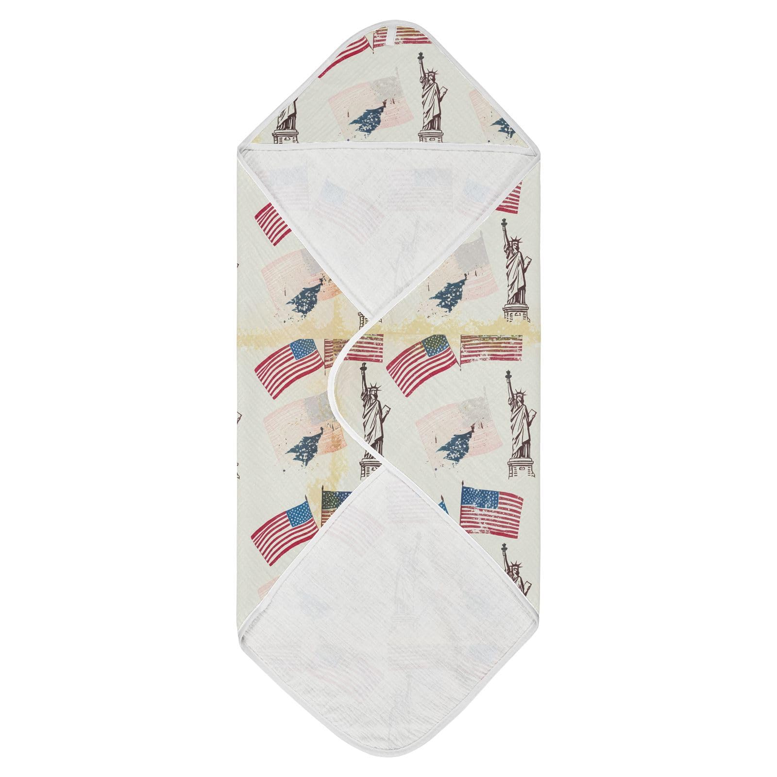 Msyxl Independence Day Hooded Towel - Ultra Soft & Absorbent Muslin Cotton Bath Towel for Babies, Toddlers, Newborn - Boys & Girls Essential 35