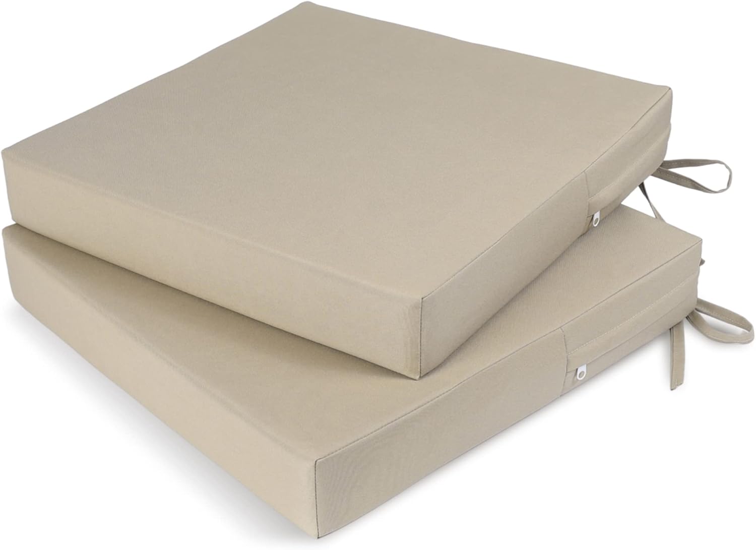 Tromlycs Outdoor Chair Cushions for Patio Furniture Set of 2 Seat Waterproof Outside 22 x 22 Inch Square with Ties Light Khaki 22" x 22" Square 2Pcs Light Khaki