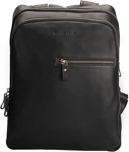 BROWN BEAR leather Business Laptop Backpack for Men Fit 15.6 inch Laptop with Convenient Adjustable Strap &amp; Padded Compart...
