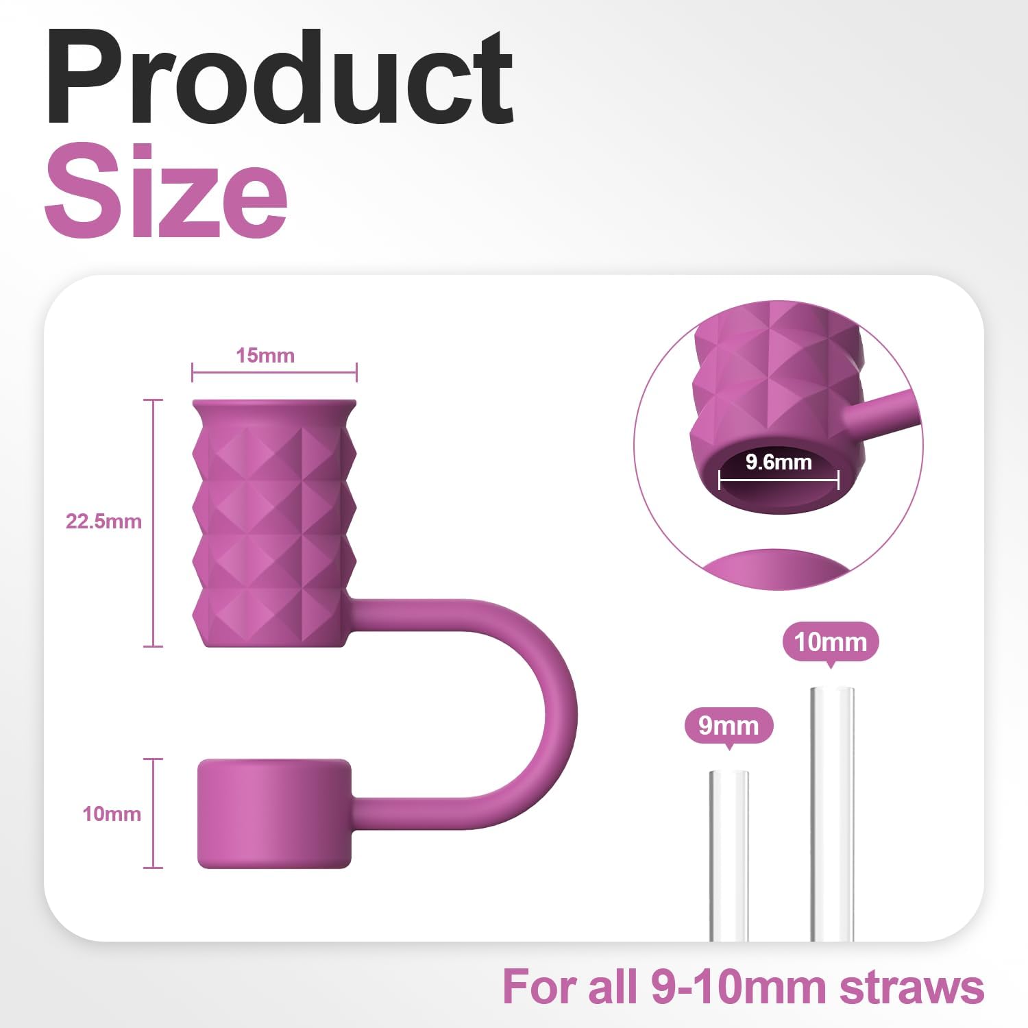 YOTIME 6Pcs Silicone Straw Covers Cap, 0.39in/10mm Straw Toppers Compatible with Stanley Cup 40 & 30 oz, Reusable Dust-Proof Cover Cap for Tumbler with Handle, Rose Red - Image 2
