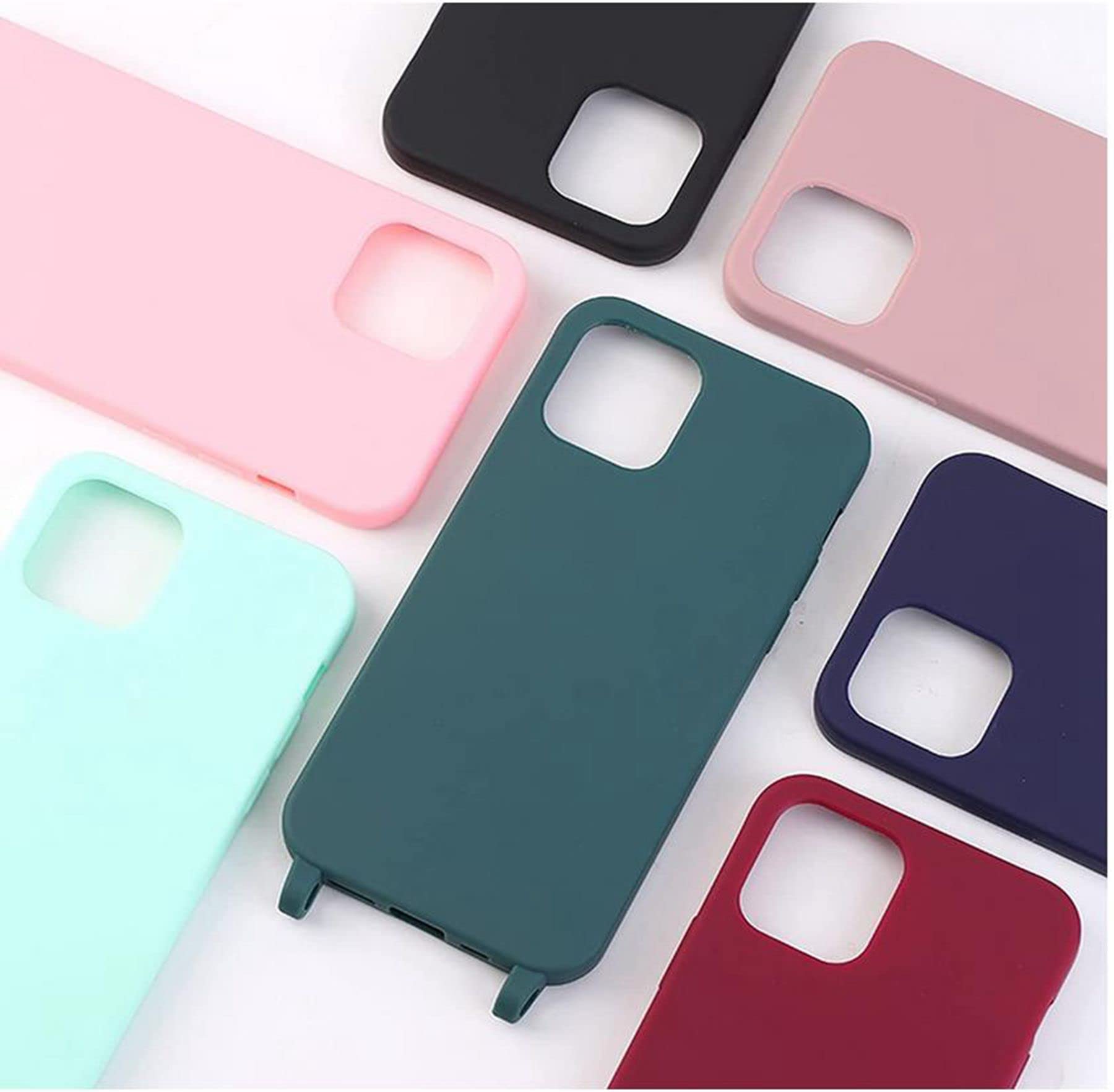 vrupin Funda Compatible con iPhone 13.con (2 x Protector Pantalla)con Cuerda Case con Ajustable Cordón.Silicona Líquida Funda-Loto Color — view 6