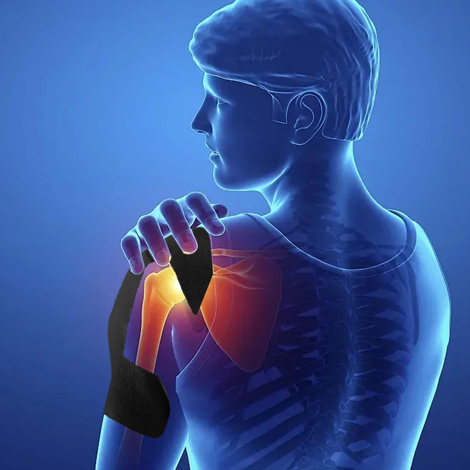 Cinta de kinesiología precortada para hombro, 10 unidades (negro)