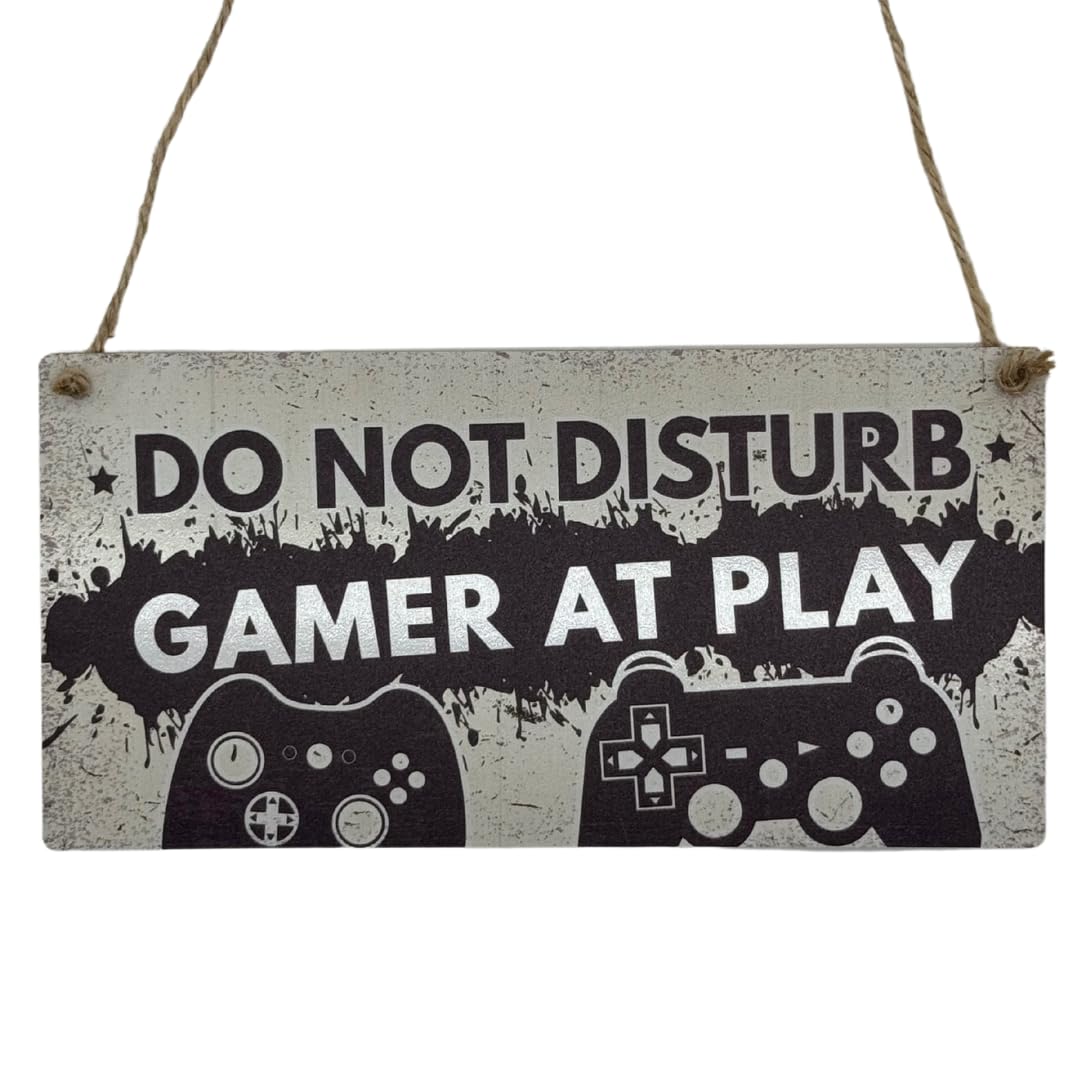 Second Ave Funny Gaming Gamer Do Not Disturb Wooden Hanging Rectangle Home Bedroom Sign Plaque