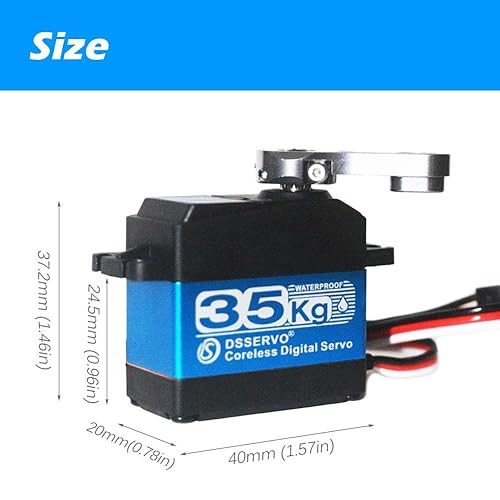 Miniatura 5 de Servo de motor digital sin núcleo de 77.2 lbs, 7.4 V, engranaje de acero inoxidable de alta velocidad, alto par, impermeable, estándar Baja Servos