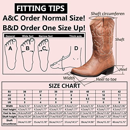 SheSole Western Cowboy Cowgirl Boots for Women Tan Size 7