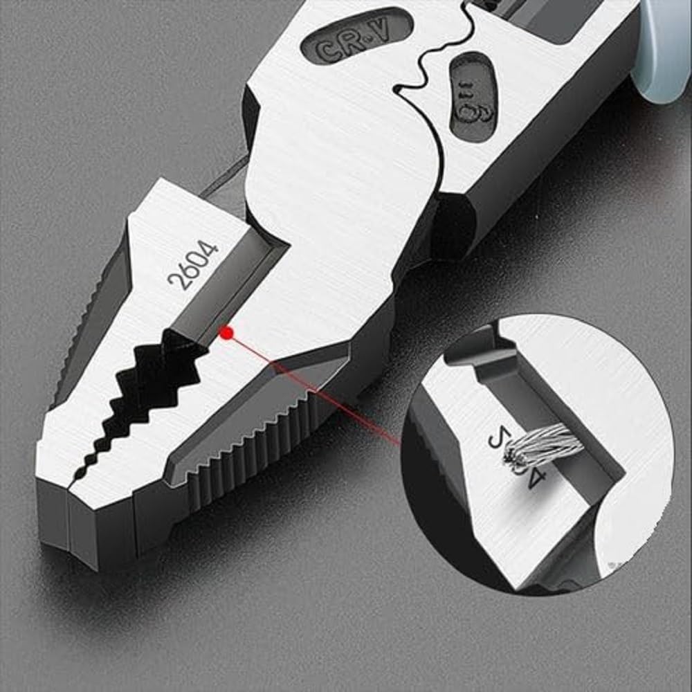 HEVIR 7-in-1 Wire Stripping Tool with Cutter, Gripping, Wrench, Crimping - Multifunctional Stainless Steel Pliers for Precision Cutting, Terminal Crimping, Electrical Stripping 3