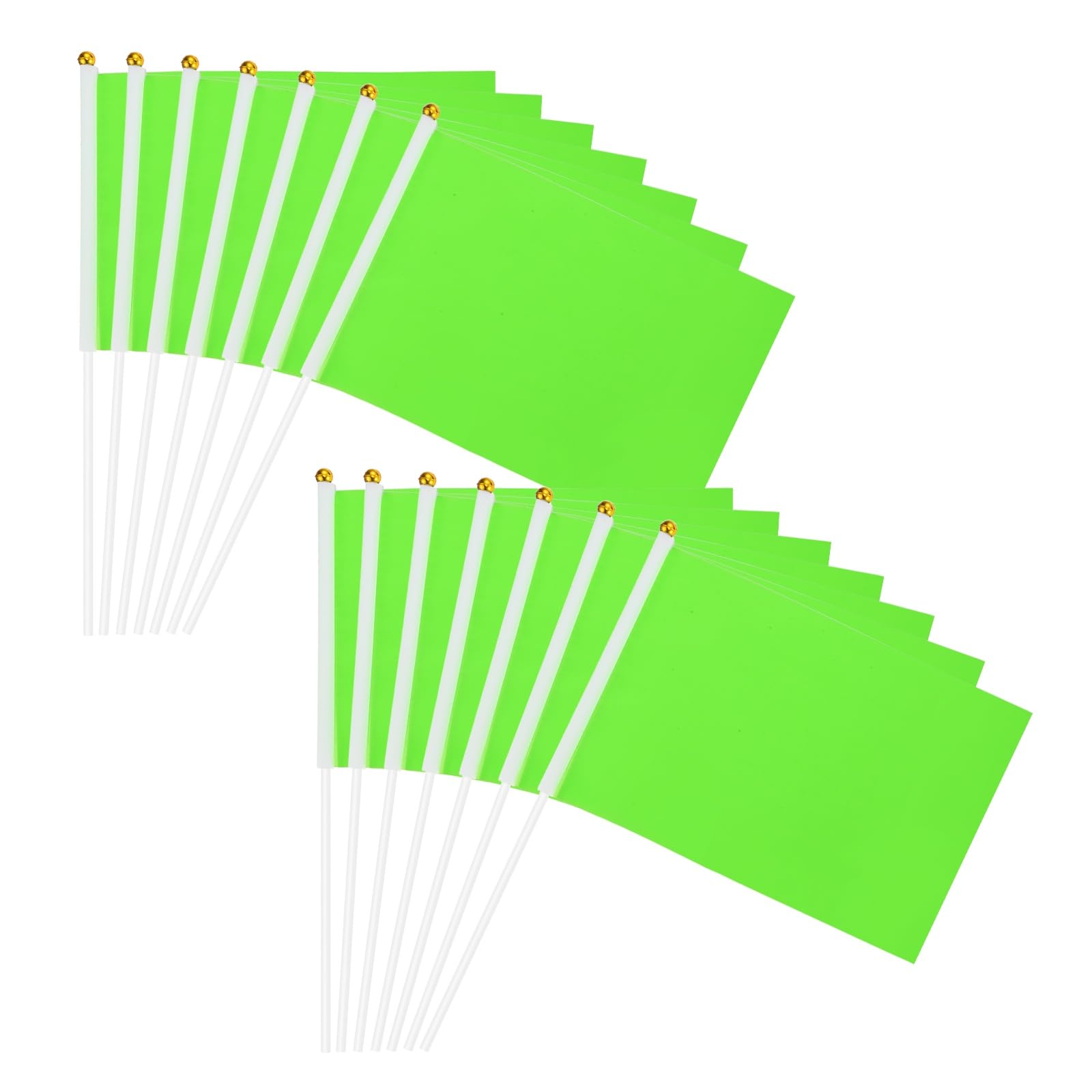 sourcing map 50Pcs Grass Green Blank Stick Flag, 8.3 x 5.5 Inch Handheld Solid Color Flags on Plastic Stick for DIY Graffiti Birthday Carnival Festival Celebration Sports Grand Opening Party — image 1