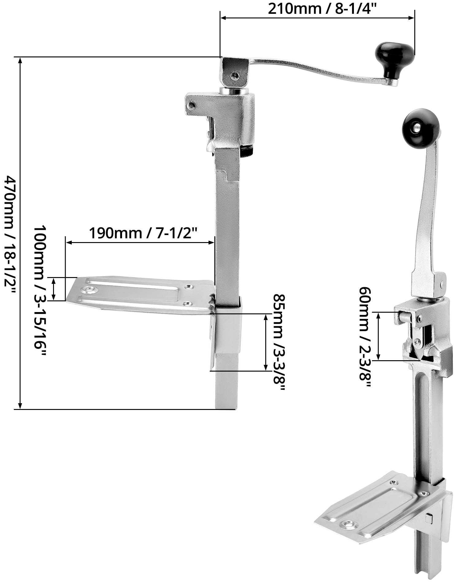 QWORK® Apriscatole commerciale, apriscatole di sicurezza, 48 cm, acciaio fuso, utilizzato in ristoranti, hotel, bar