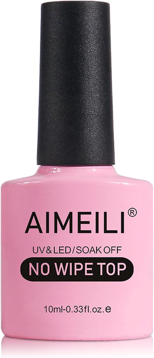 AIMEILI Top Coat Gel Polish - Clear UV LED Soak Off Nail Art, High Gloss Shiny Finish, Long Lasting, Easy to Apply, No Chips - 10ml