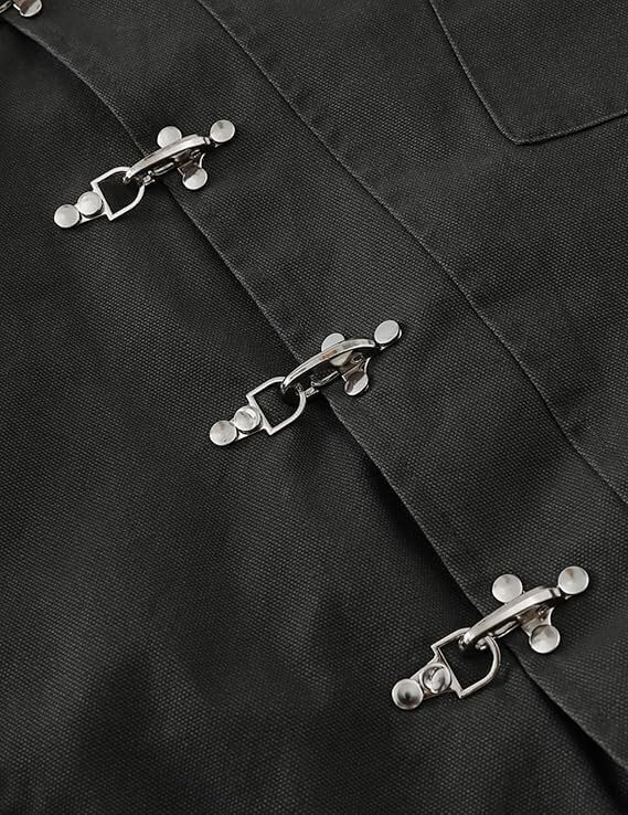 Vamtac Mens Lightweight Jacket Collar Jackets Metal Button Vintage Slant Placket Coats With Pockets - Image 4