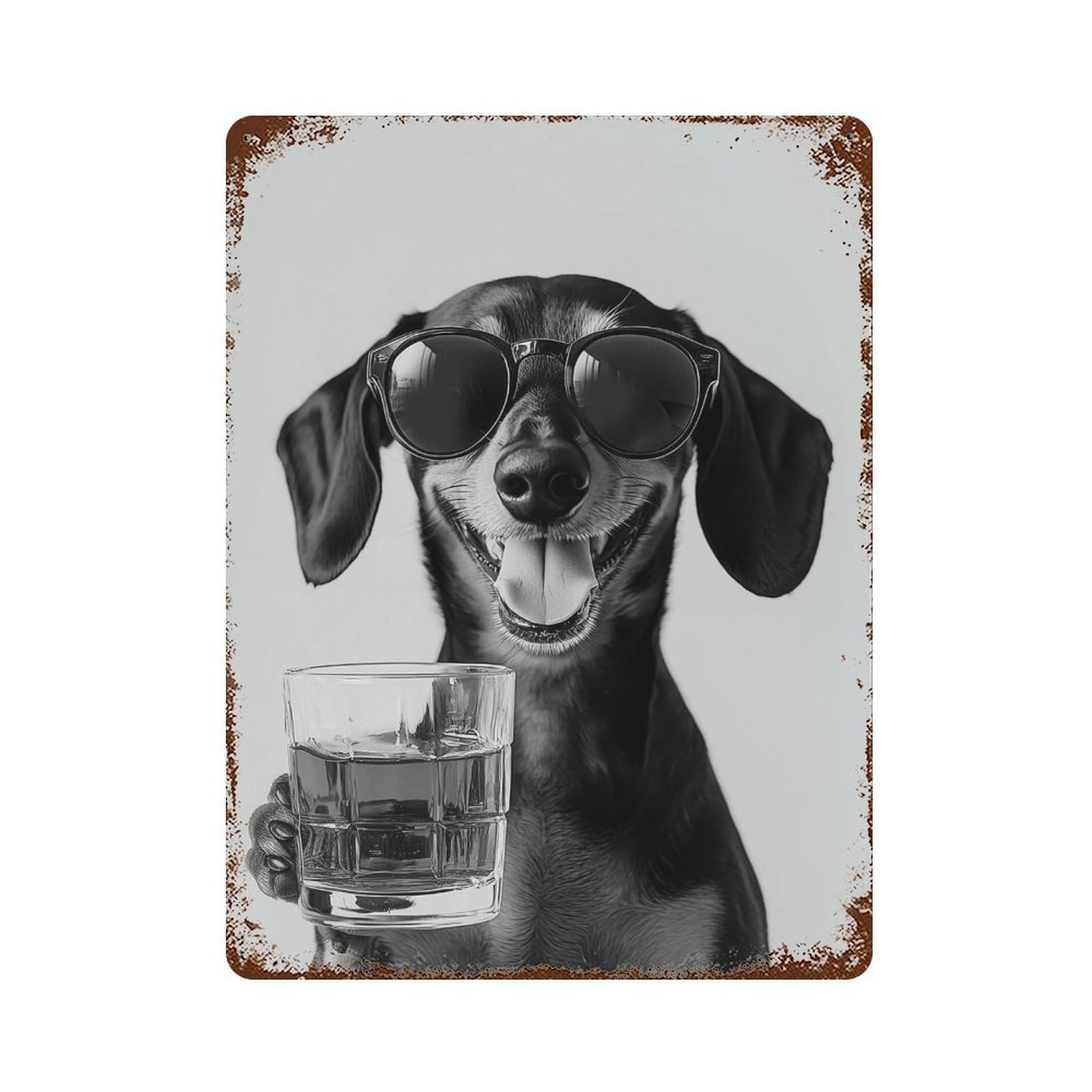 xiaoxiaoshen Dachshund Whiskey Art Print Wall Decor Art Metal Tin Poster Modern Home Decor Art Home Bar Shop Decorations Vintage Sign 40x30cm
