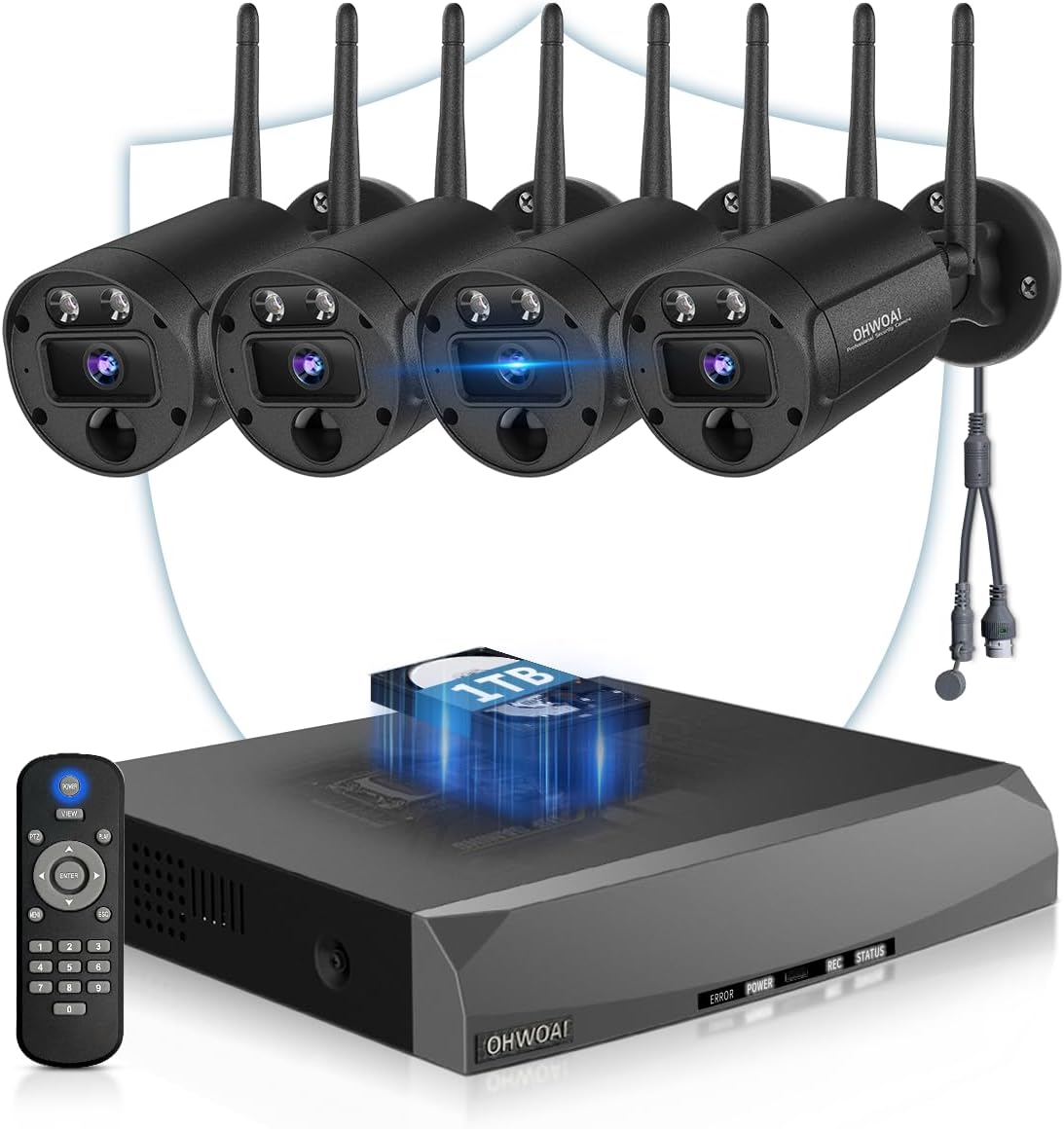 《130° Wide Angle & 4K Ultra HD》 Security Cameras Wireless Outdoor, Home WiFi Video Security System, Wireless IP Camera Surveillance DVR Kits