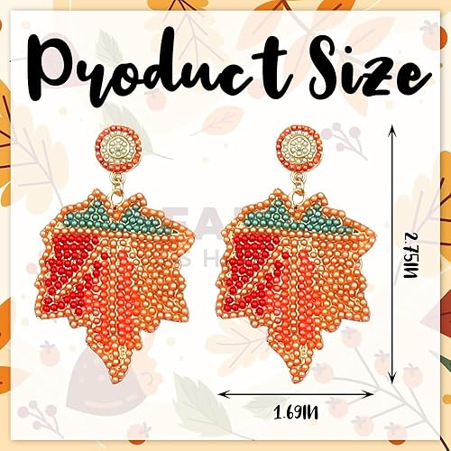 Miniatura 7 de Hying Fall Earrings Thanksgiving Beaded Dangle Earrings Autumn Give Thanks Fashion Jewelry Holiday Gift Earrings for Women