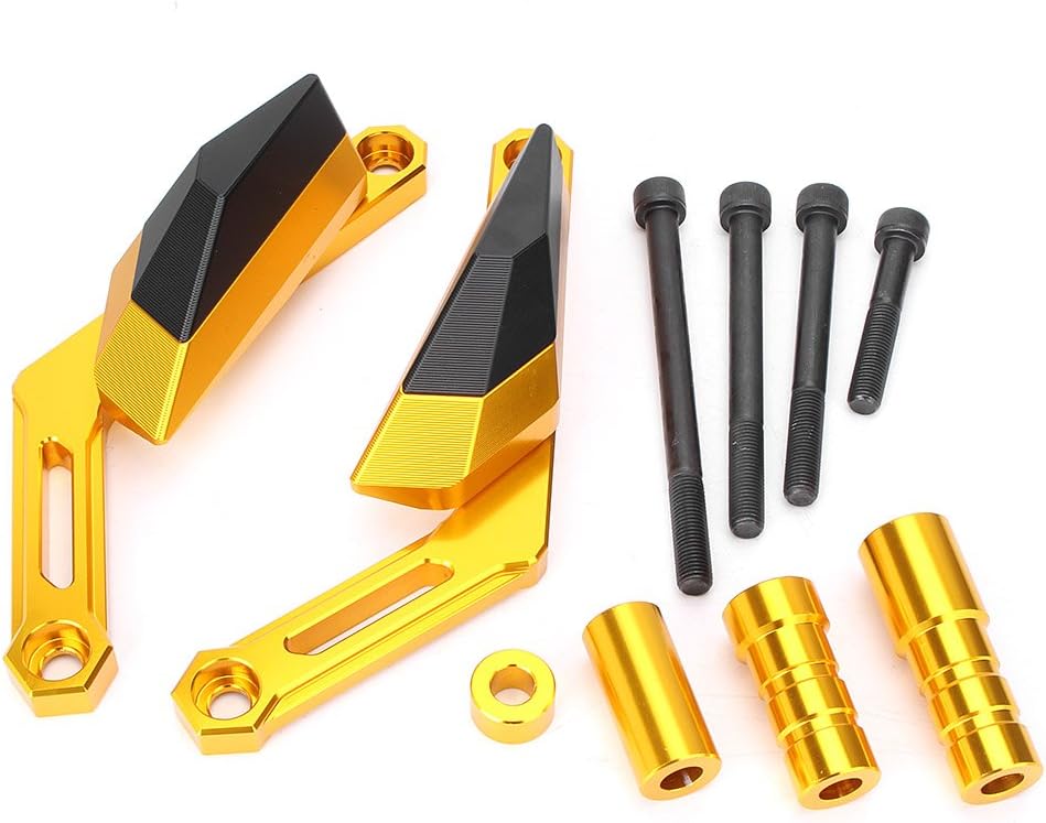 GZYF Motorcycle Frame Slider Guard Pad Falling Crash Protector Left & Right for Yamaha MT-09/FZ-09 2013-2018, Gold