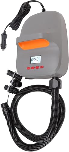 Miniatura 4 de Bomba de aire a presión de 20 PSI para tabla de remo, bomba de aire eléctrica con LCD Sn, desinflado rápido para barcos inflables, tiendas de