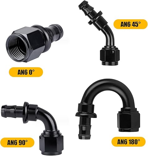 Miniatura 6 de 1 manguera de combustible automotriz, extremo adaptador de conector de tubo de combustible de aleación invertida AN6 de 2.41 pulgadas, conector de