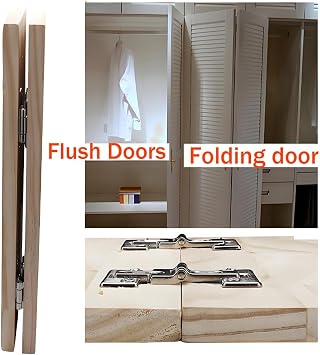 2-Piece 180 Degree Flush Folding Hidden Cabinet Hinges - 90 Degree Adjustable Closet Link Door Hinges