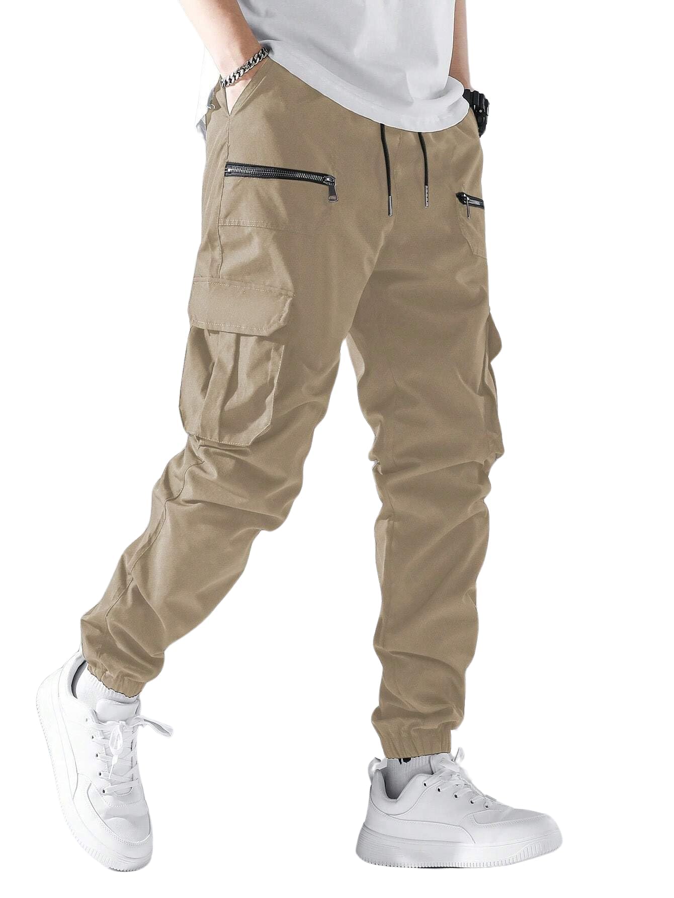 Men Cargo || Cotton Cargo Pants for Men || Regular Fit High Rise Solid Pants (1Cargo-34-37)