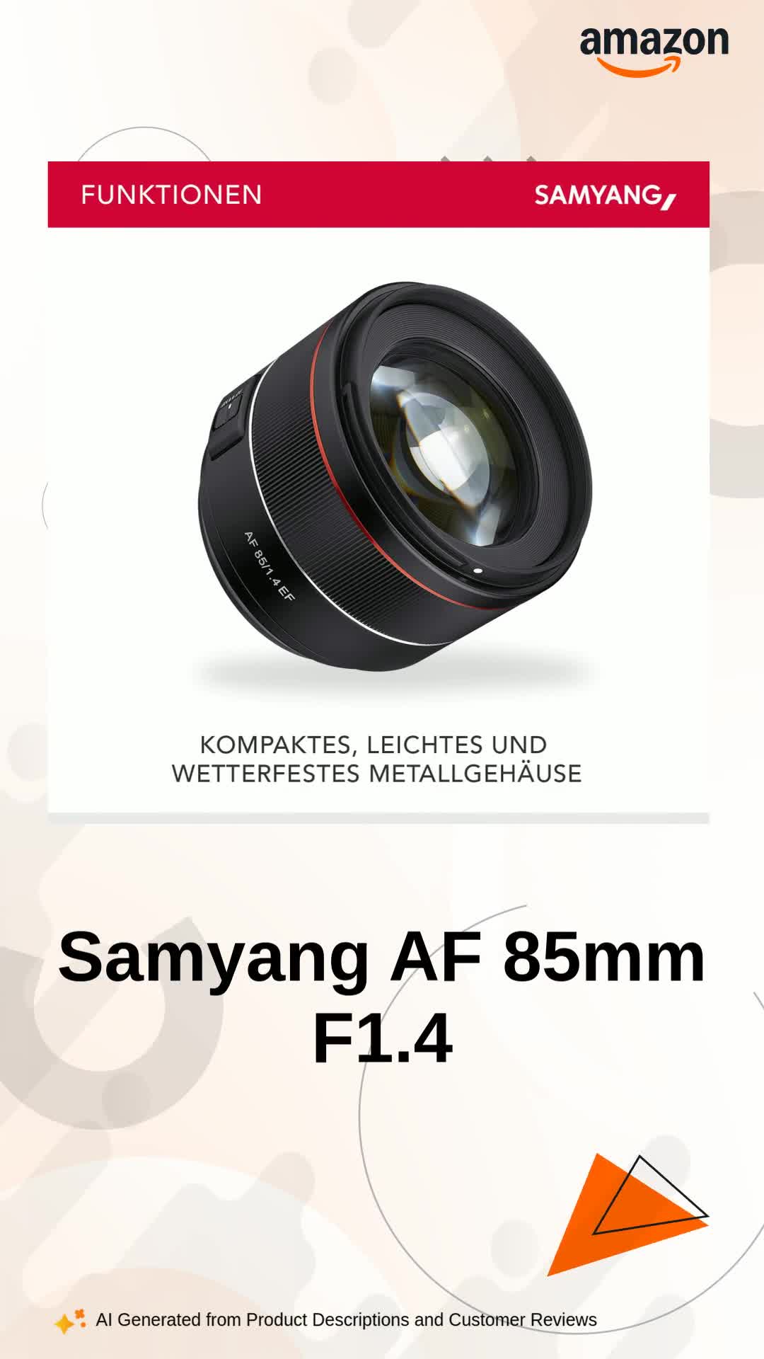 Samyang AF 85mm F1.4 Canon EF Auto Focus Lens - Black : Amazon.in