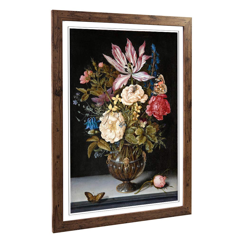 Big Box Art Framed Print of Ambrosius Bosschaert The Elder Still Life Flowers Design | Wall Art Picture| Home Decor for Kitchen, Living Room, Bedroom, Hallway, Walnut, A2 / 24.5x18 Inch / 62x45cm