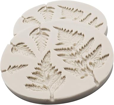 2 قطعة قالب سيليكون فندان ، قالب السرخس 3D Mini Maple Shaple Leaves DIY Cake Mold Cupcake Decoration ، علكة عجينة فندان قالب كب كيك سيليكون حصيرة الدانتيل
