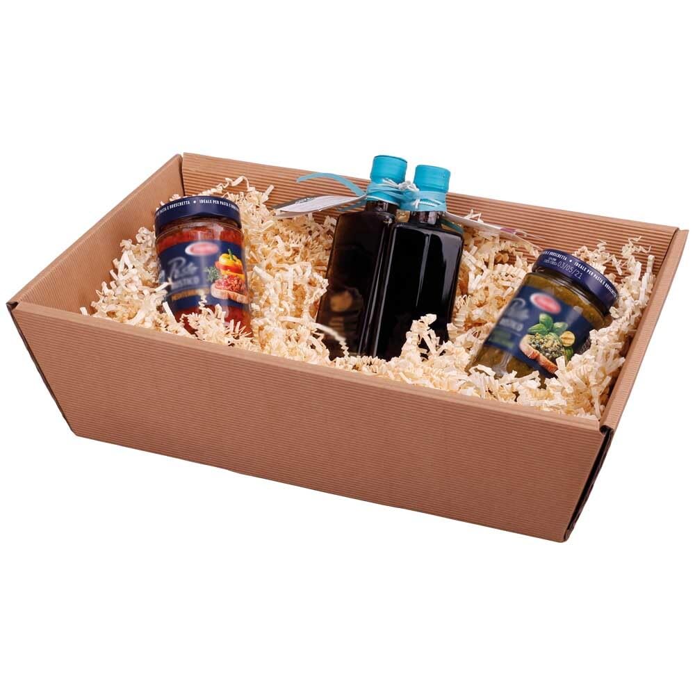 Geschenkkörbe, Präsentkörbe, Wellpappe, rechteckig, naturfarben, 33,6 x 19,6 x 11 cm, 25 Stück