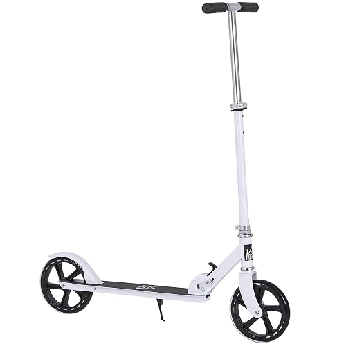 HOMCOM Patinete Plegable para 7-14 Años con Freno 88x37x75-100 cm Blanco
