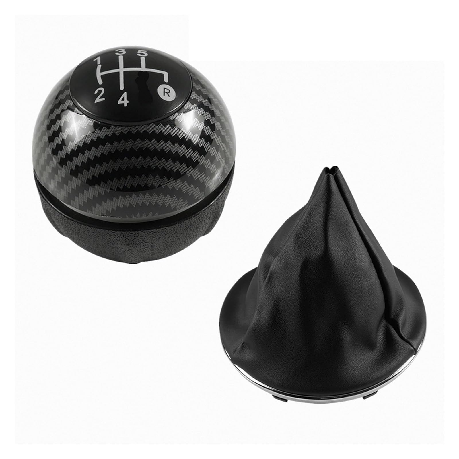 GLBLPEXELR for Fiat 500 500C 2007-2018 Sporty Gear Shifter Knob ABS/Leather