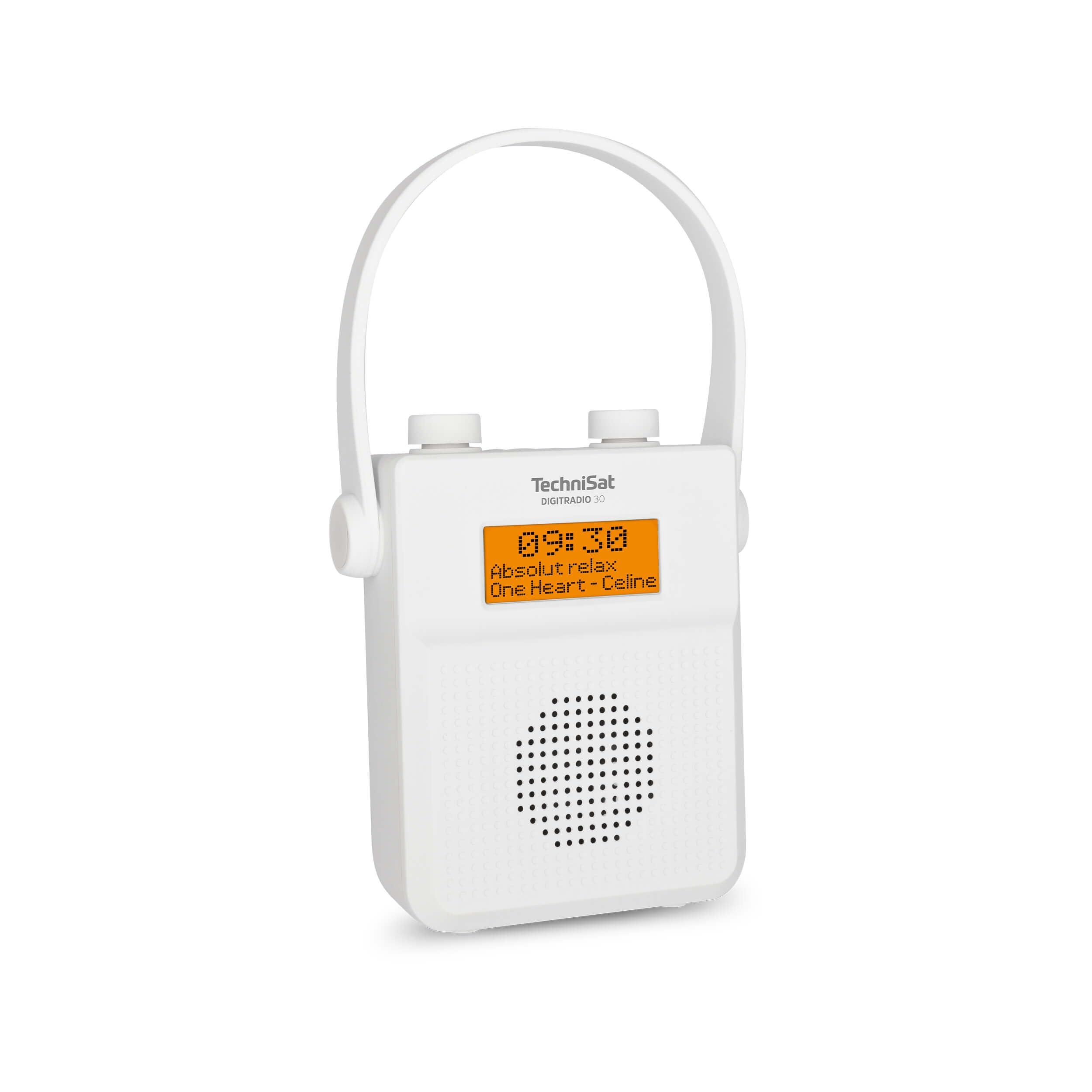 TechniSat DIGITRADIO 30 - Radio da doccia impermeabile DAB+ (FM, radio digitale DAB, batteria integrata, Bluetooth, impermeabile secondo IPX5, sveglia, memoria preferita, porta cuffie), bianco