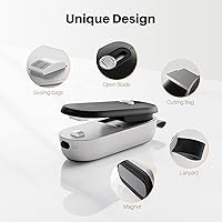 Vista 2 de ODSD Mini sellador de bolsas 2 en 1, sellado térmico y cortador con cordón, sellador portátil de bolsas de chips de mano para aperitivos, dulces