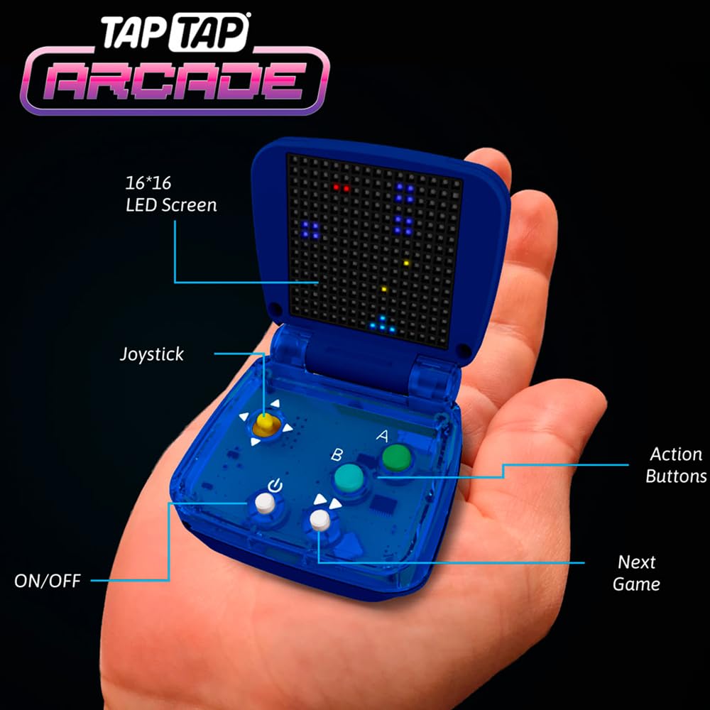 BANDAI TAPTAP Arcade FC34812 Multicolor - Elektroniczne urządzenie do gier w rozmiarze dłoni - Retro, zawiera 10 zabawnych gier wideo, prezent dla osób powyżej 5 lat