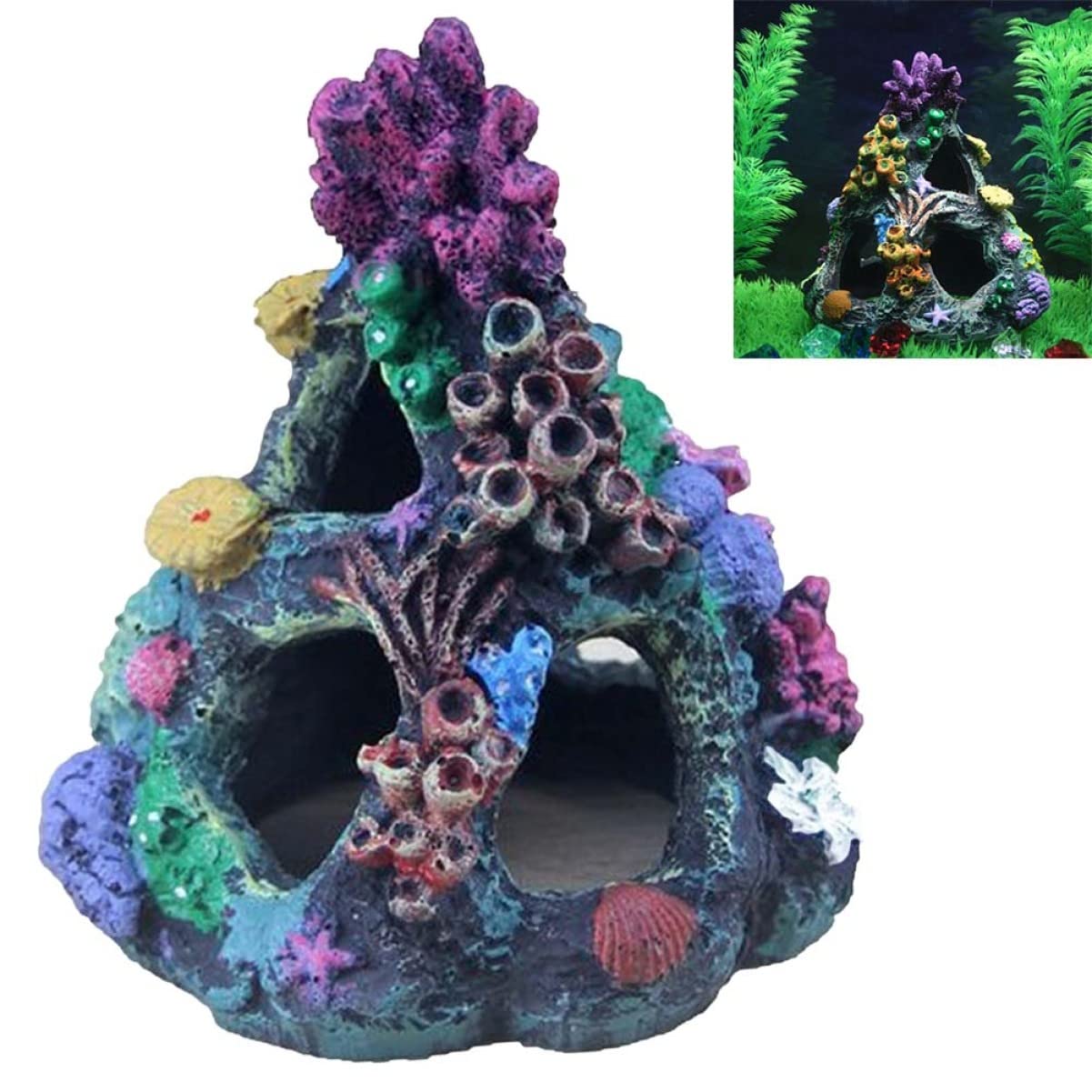 POPETPOP 2 Piezas Decoraciones de peceras Juego de Acuario Plantas de Acuario decoración de pecera Castillo de pecera Tanque Ornamento del Acuario Decoraciones Artificiales para acuarios