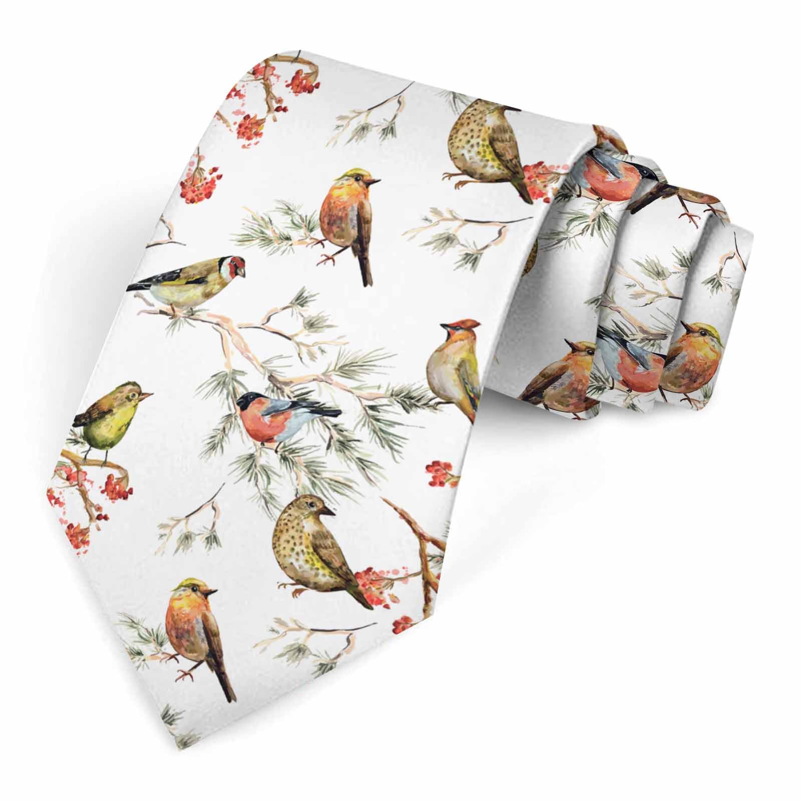 Muntayson Unisex Beautiful Bird Tie For Men Novelty Fun Full Print Men's Necktie Skinny Fashion Narrow