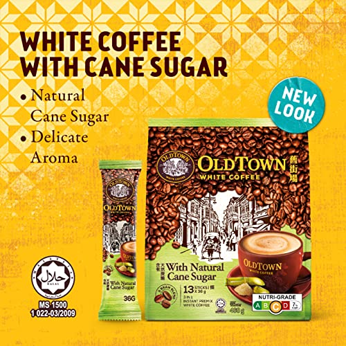 Image of OldTown White Coffee 3in1 Natural, Cane Sugar, 13 sticks x 36 g