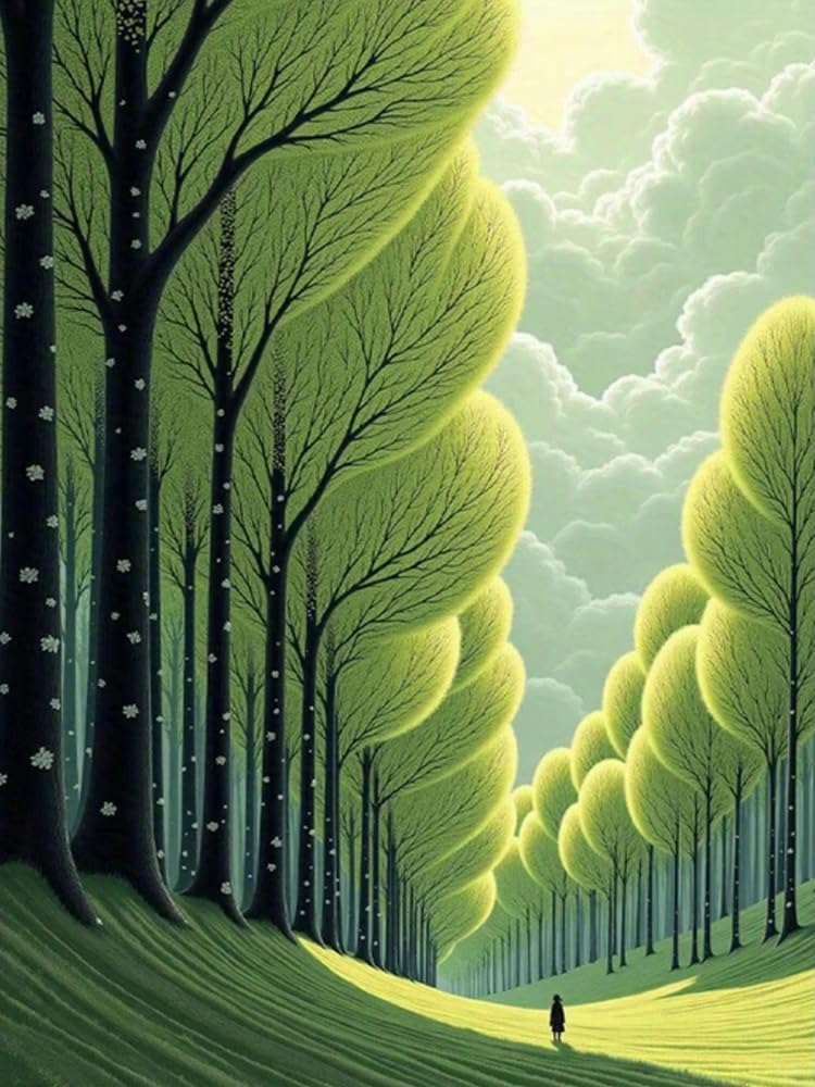 GLTEYACO 5D Diamond Painting Diamond Art Kits DIY Adult Beginner Diamond Crafts Home Wall Decoration Dreamlike Great Tree Landscape 40x50 cm