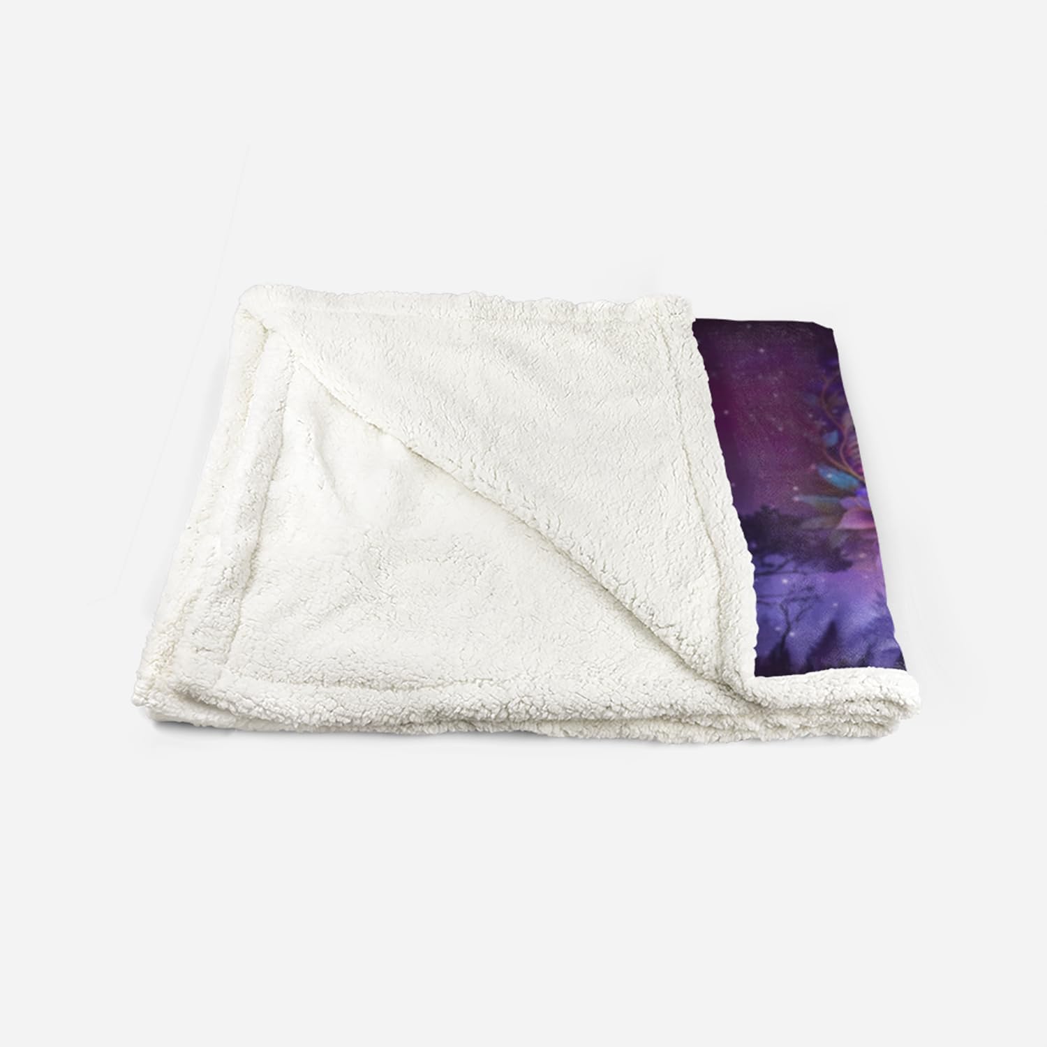 AILONEN Wolf Fleece Sherpa Blanket,Purple Starry Night Galaxy Wolf Throw Blanket,Wolf Head Print Blanket, 70 x 55 Inches Cozy Soft Warm Safari Animals Theme Blanket for Bed Couch,Boys Girls Blanket