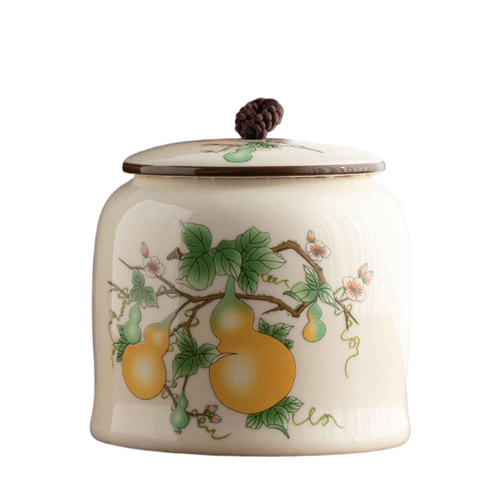 Dxcaicc Chinese Retro Tea Canister Ceramic Storage Jar with Lid Container Traditional Symbolism of Auspicious Motifs Loose Leaf for Small Candies,C