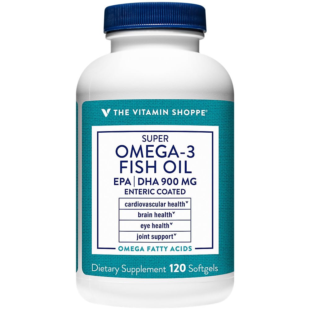 The Vitamin Shoppe Omega 3 Fish Oil 1290MG EPA DHA - Heart Health, Brain Function & Joint Support, Molecularly Distilled (120 Softgels)